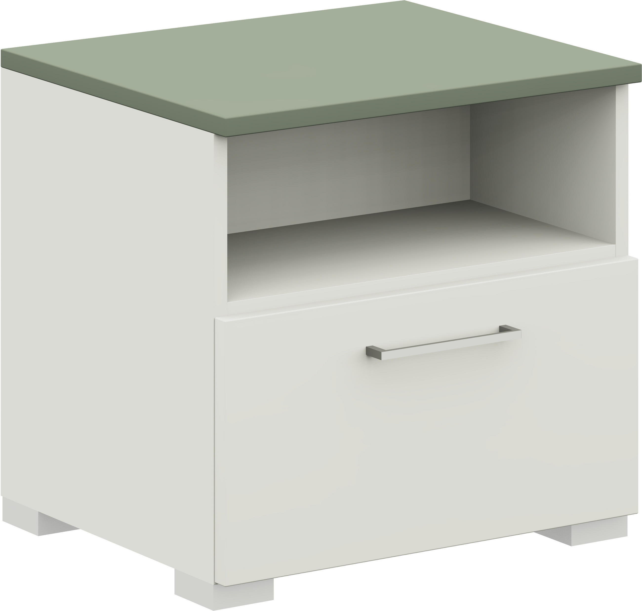 NACHTSCHRANK 50/48/42,1 cm  - Edelstahlfarben/Salbeigrün, Design, Holzwerkstoff/Metall (50/48/42,1cm) - Cantus