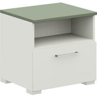 NACHTTISCH 50/48/42,1 cm  in Weiss, Salbeigrün  - Weiss/Edelstahlfarben, Design, Holzwerkstoff/Metall (50/48/42,1cm) - Cantus