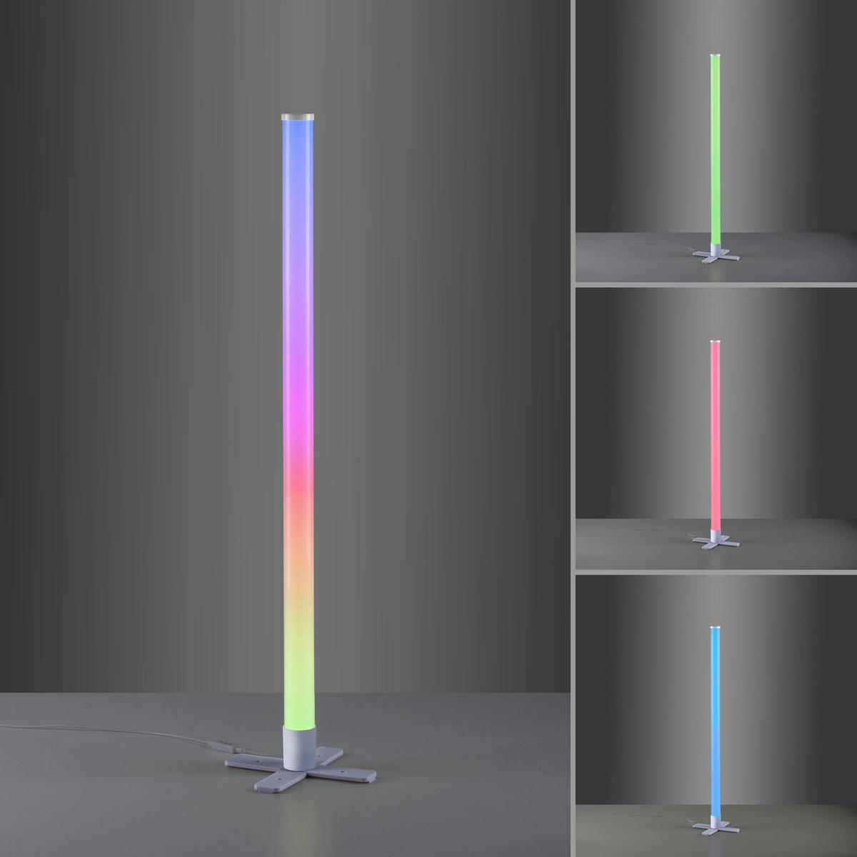 PODNA LED LAMPA - srebrna, Dizajnerski, plastika (24,5/24,5/103cm)