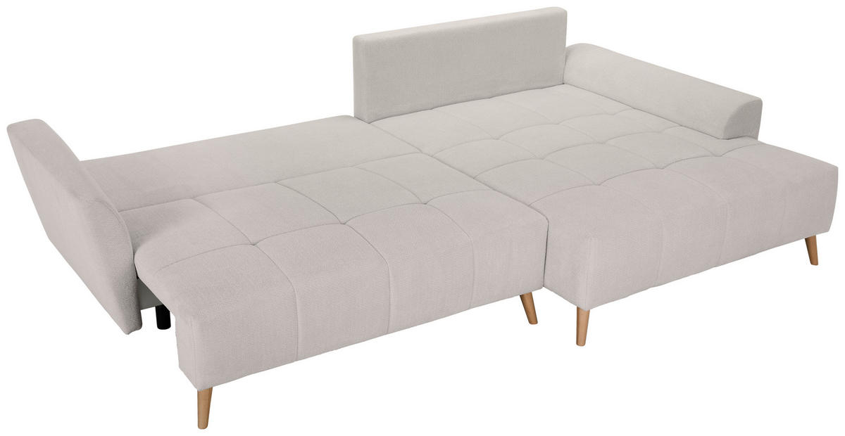 ECKSOFA in Webstoff Weiß  - Buchefarben/Weiß, KONVENTIONELL, Holz/Textil (294/169cm) - Carryhome