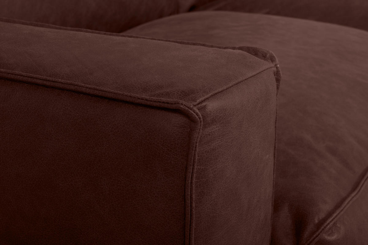 SCHLAFSOFA in Echtleder Braun  - Dunkelbraun/Braun, Design, Leder/Holz (203/85/99cm) - MID.YOU