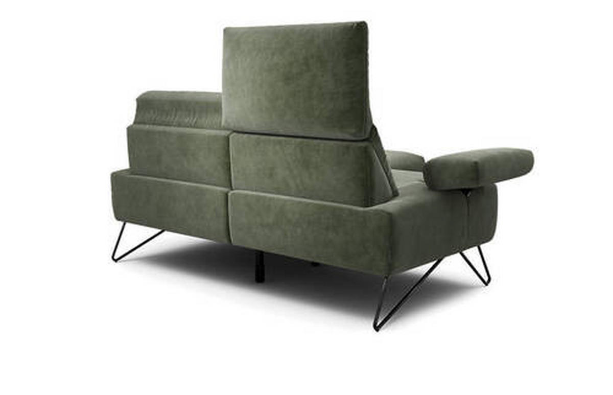 2-SITZER-SOFA Samt Waldgrün  - Waldgrün/Schwarz, Design, Textil/Metall (164-194/85/86-94cm) - SENSOO