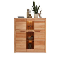 HIGHBOARD  in 127/137/40 cm  - Edelstahlfarben/Kernbuche, Natur, Glas/Holz (127/137/40cm) - Carryhome