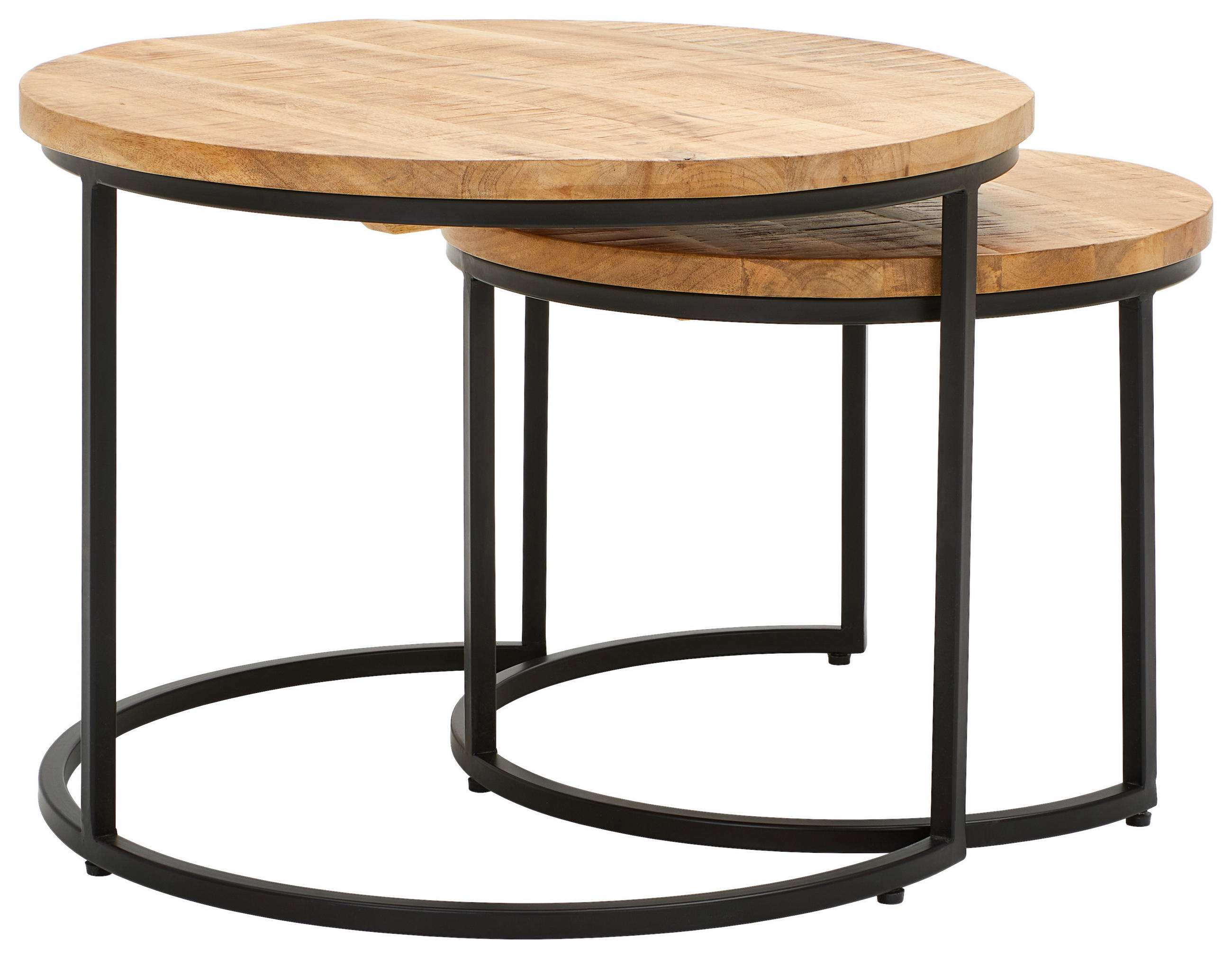 COUCHTISCH Mangoholz massiv 60-75/60-75/40-50 cm rund Naturfarben, Schwarz  - Schwarz/Naturfarben, Natur, Holz/Metall (60-75/60-75/40-50cm) - Livetastic