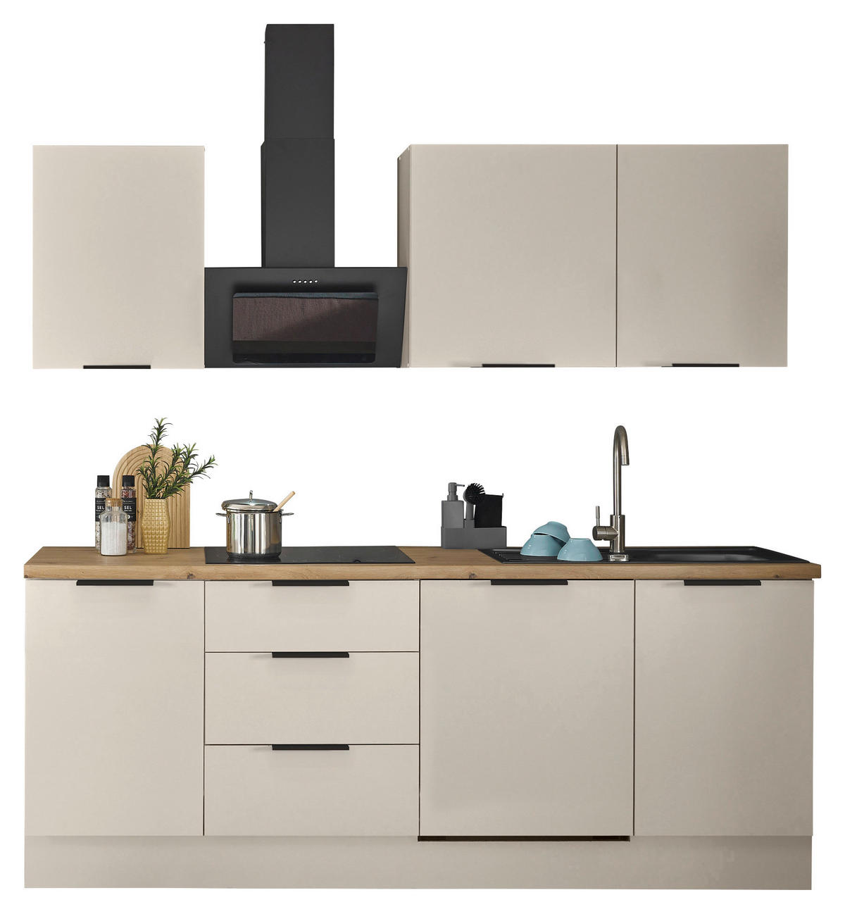 KÜCHENLEERBLOCK   in Kaschmir  - Kaschmir/Schwarz, Basics, Holzwerkstoff/Metall (220/211/60cm) - Xora