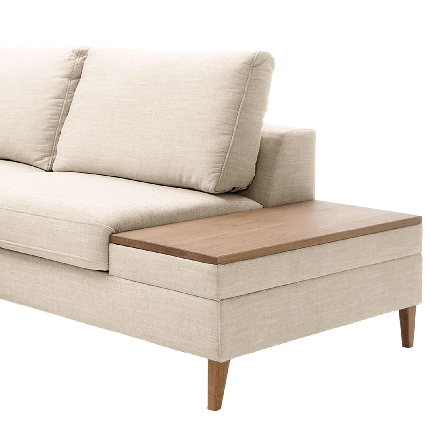 ECKSOFA in Webstoff Silberfarben  - Eschefarben/Silberfarben, Modern, Holz/Textil (260/90/204cm) - Trendmanufaktur