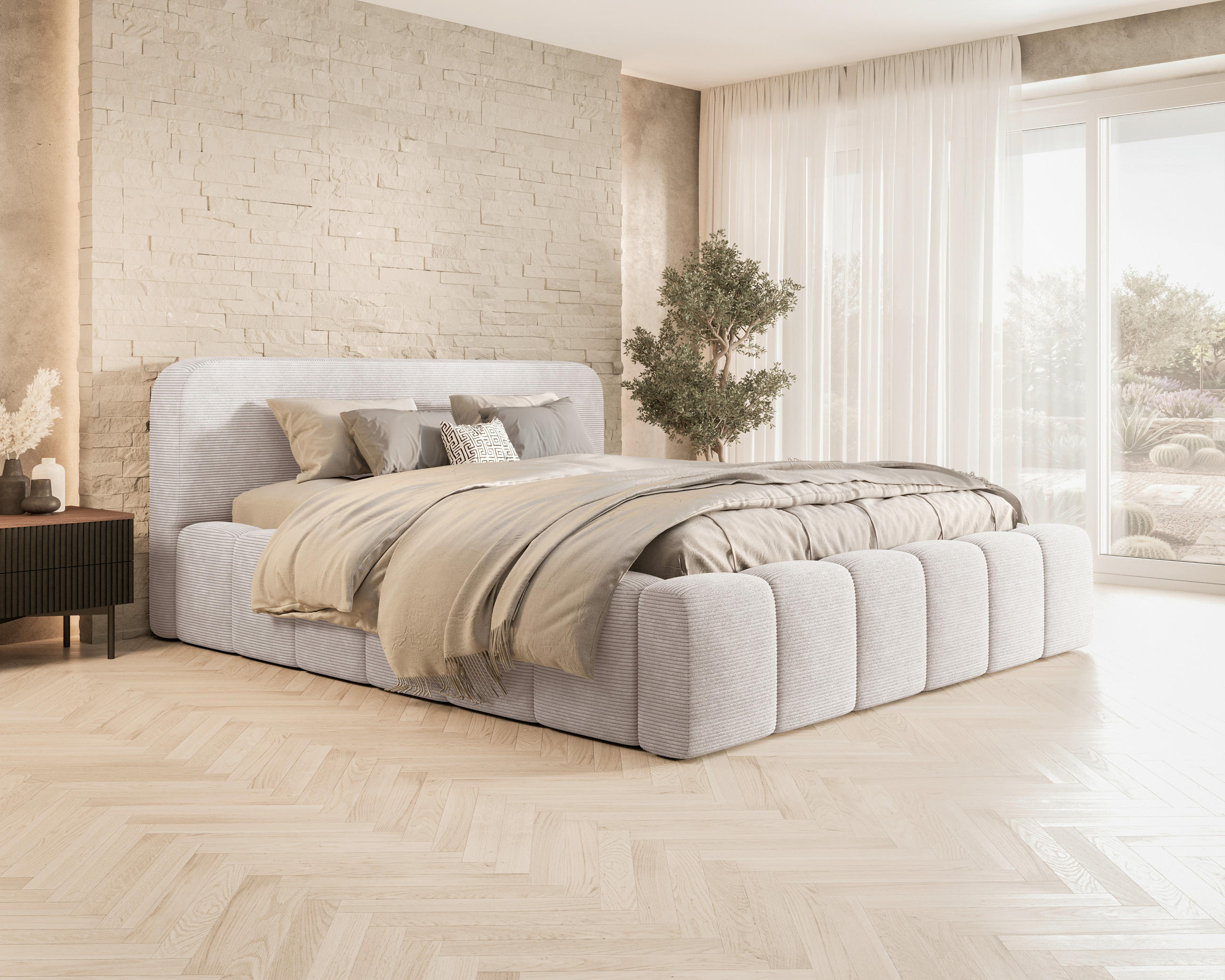 Mid.you Polsterbett Beige 140x200 cm
