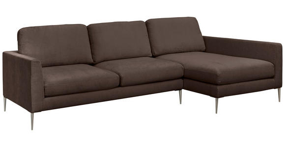 ECKSOFA Braun Chenille  - Silberfarben/Braun, KONVENTIONELL, Textil/Metall (284/143cm) - Carryhome