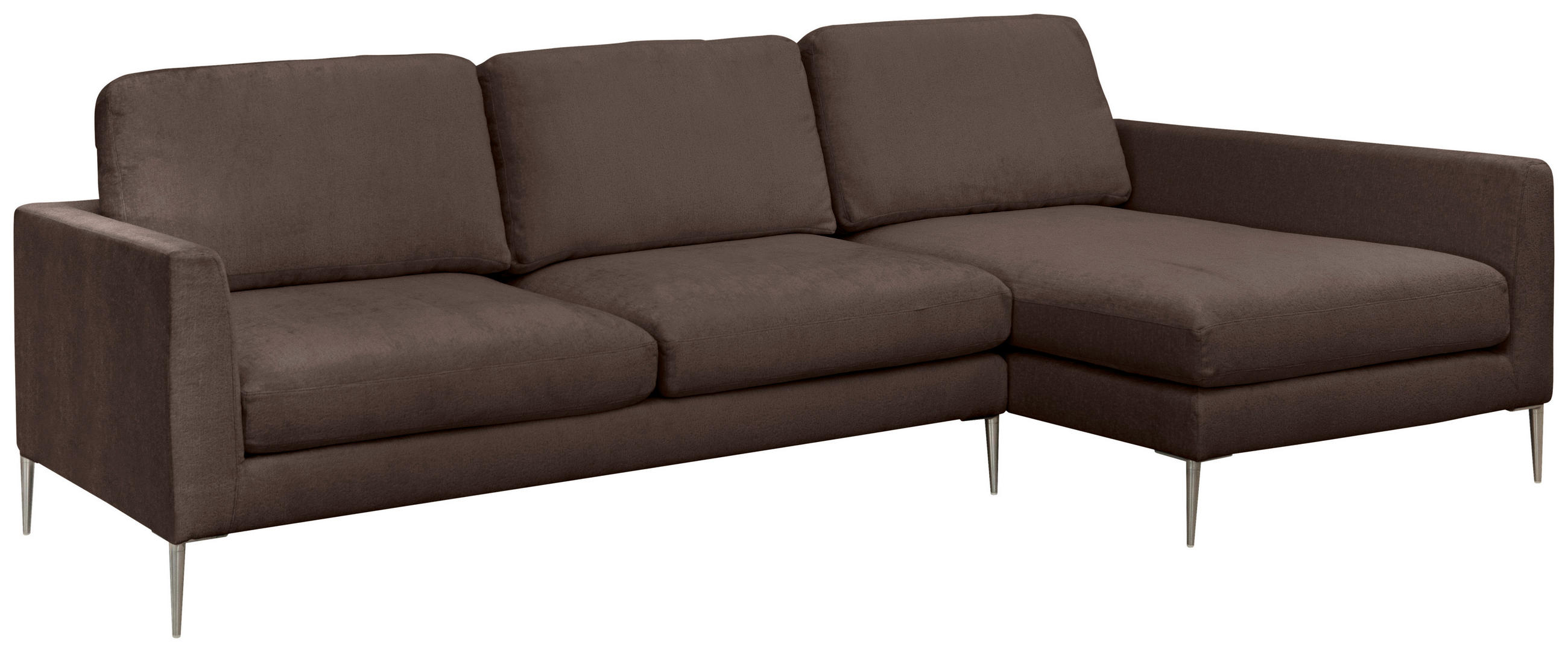 ECKSOFA Braun Chenille  - Silberfarben/Braun, KONVENTIONELL, Textil/Metall (284/143cm) - Carryhome