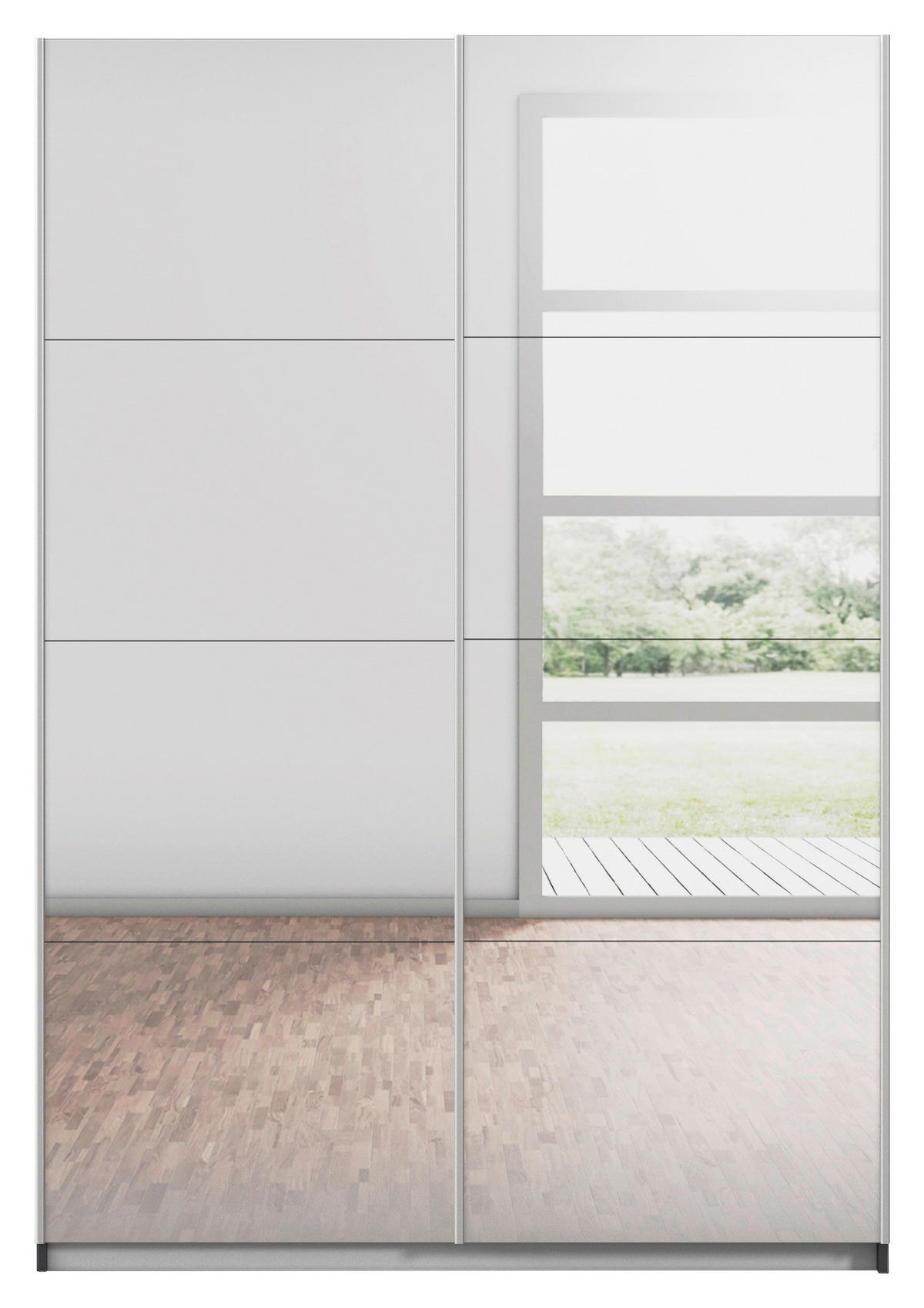SCHWEBETÜRENSCHRANK in Graphitfarben, Silberfarben  - Silberfarben/Alufarben, Modern, Holzwerkstoff/Metall (136/197/61cm) - Rauch Möbel