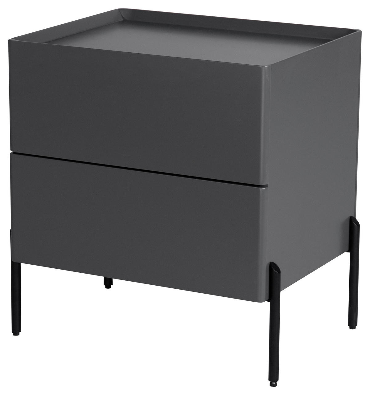 NACHTSCHRANK 50/55/40 cm  - Schwarz/Grau, Design, Holzwerkstoff/Metall (50/55/40cm) - Livetastic