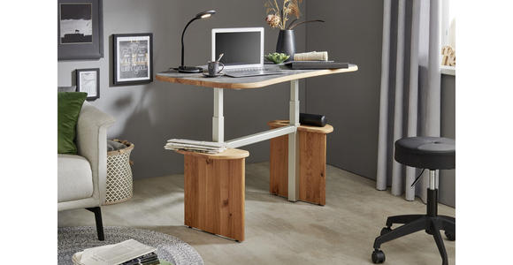 COUCHTISCH in Holz, Metall, Kunststoff 120/70/54(82) cm - Eichefarben/Silberfarben, KONVENTIONELL, Holz/Kunststoff (120/70/54(82)cm) - Venda