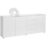 SIDEBOARD Weiß, Weiß Hochglanz  - Weiß Hochglanz/Silberfarben, Design, Holzwerkstoff/Kunststoff (195/80/38cm) - Carryhome