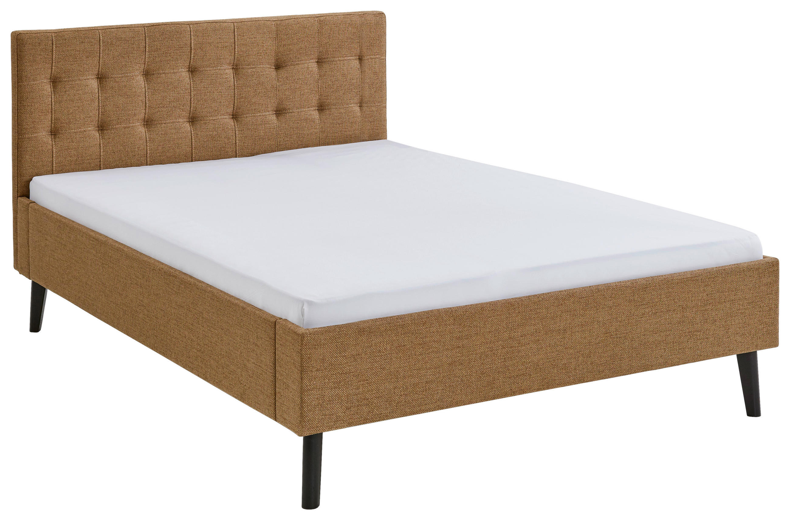 POLSTERBETT Bernsteinfarben 140/200 cm  - Bernsteinfarben/Schwarz, Basics, Holz/Textil (140/200cm) - Boxxx