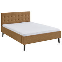 POLSTERBETT 140/200 cm, inkl.  in Bernsteinfarben  - Bernsteinfarben/Schwarz, Basics, Holz/Textil (140/200cm) - Boxxx