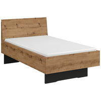 BETT 100/200 cm  Graphitfarben, Eichefarben, Eiche Artisan   - Eichefarben/Graphitfarben, Trend, Holzwerkstoff (100/200cm) - Stylife