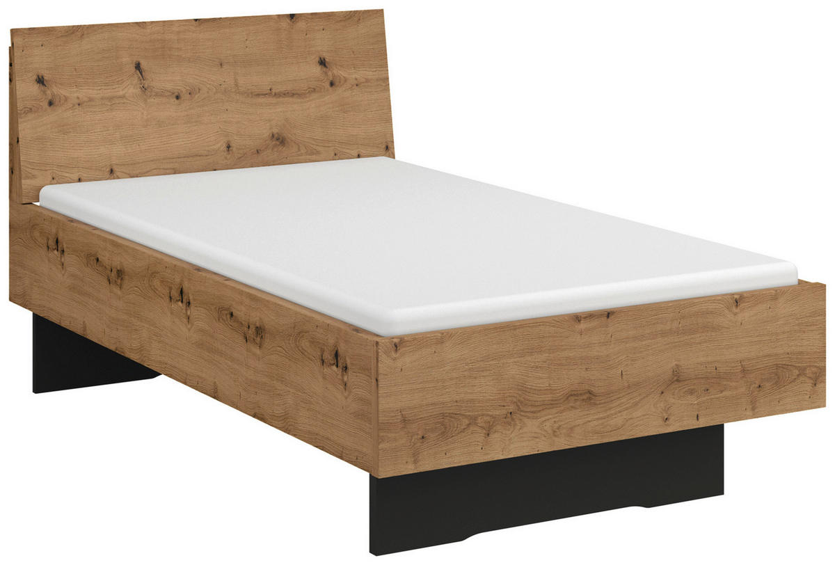 BETT 100/200 cm  Graphitfarben, Eichefarben, Eiche Artisan   - Eichefarben/Graphitfarben, Trend, Holzwerkstoff (100/200cm) - Stylife