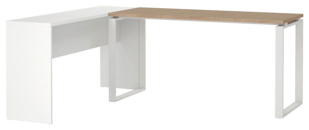 SCHREIBTISCHKOMBINATION Weiß, Eichefarben  - Eichefarben/Weiß, MODERN, Holzwerkstoff (160/100/75,6cm) - MID.YOU