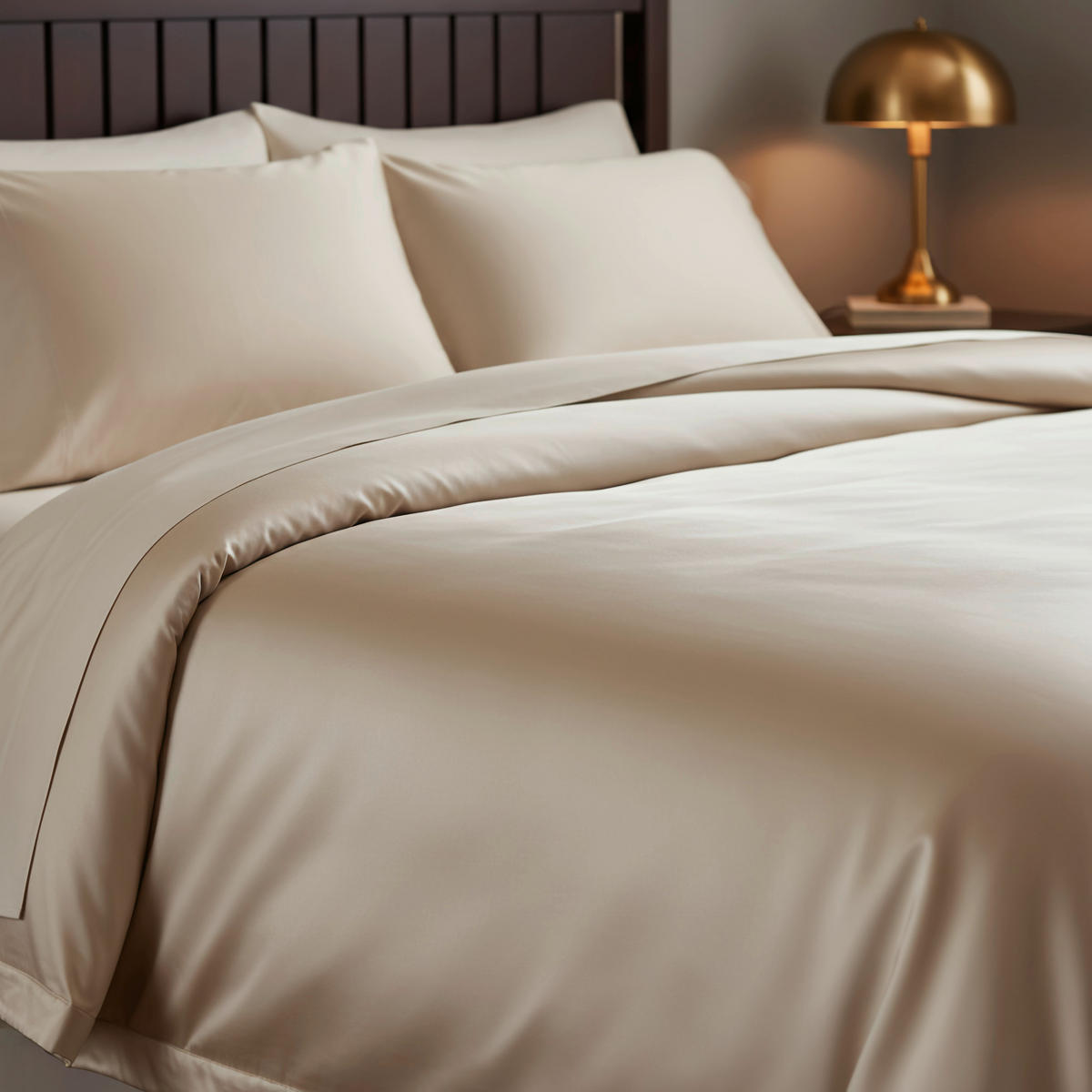 PÅSLAKANSET TANJA satin 150/210 cm  - beige, Basics, textil (150/210cm) - Novel