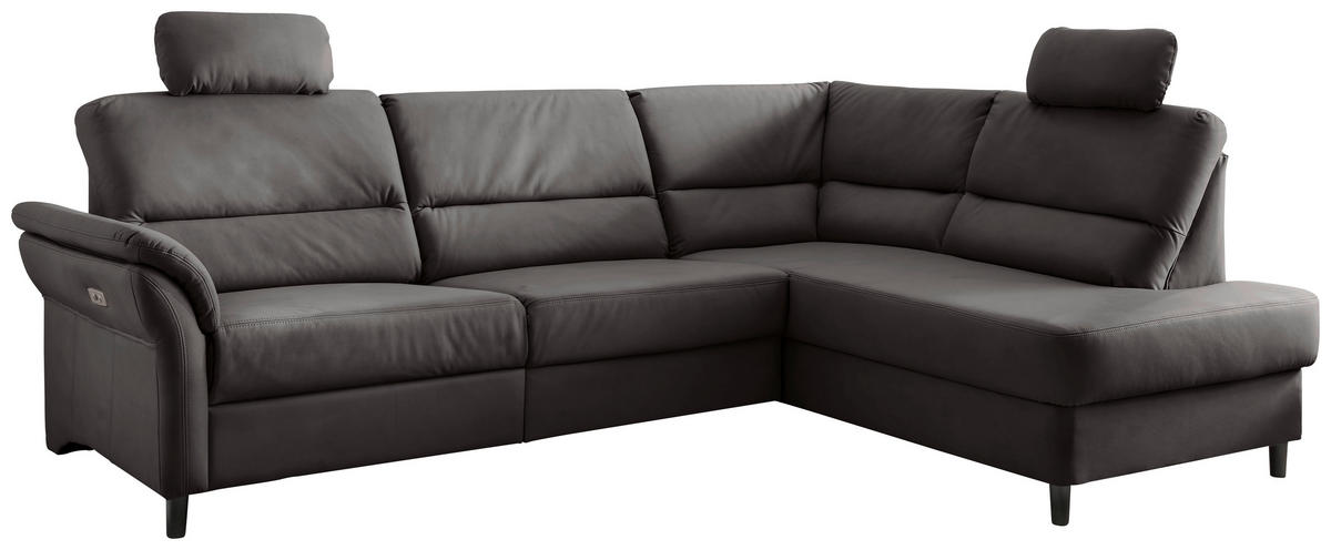 ECKSOFA in Lederlook Anthrazit  - Anthrazit/Schwarz, Modern, Holz/Textil (266/190cm) - Livetastic