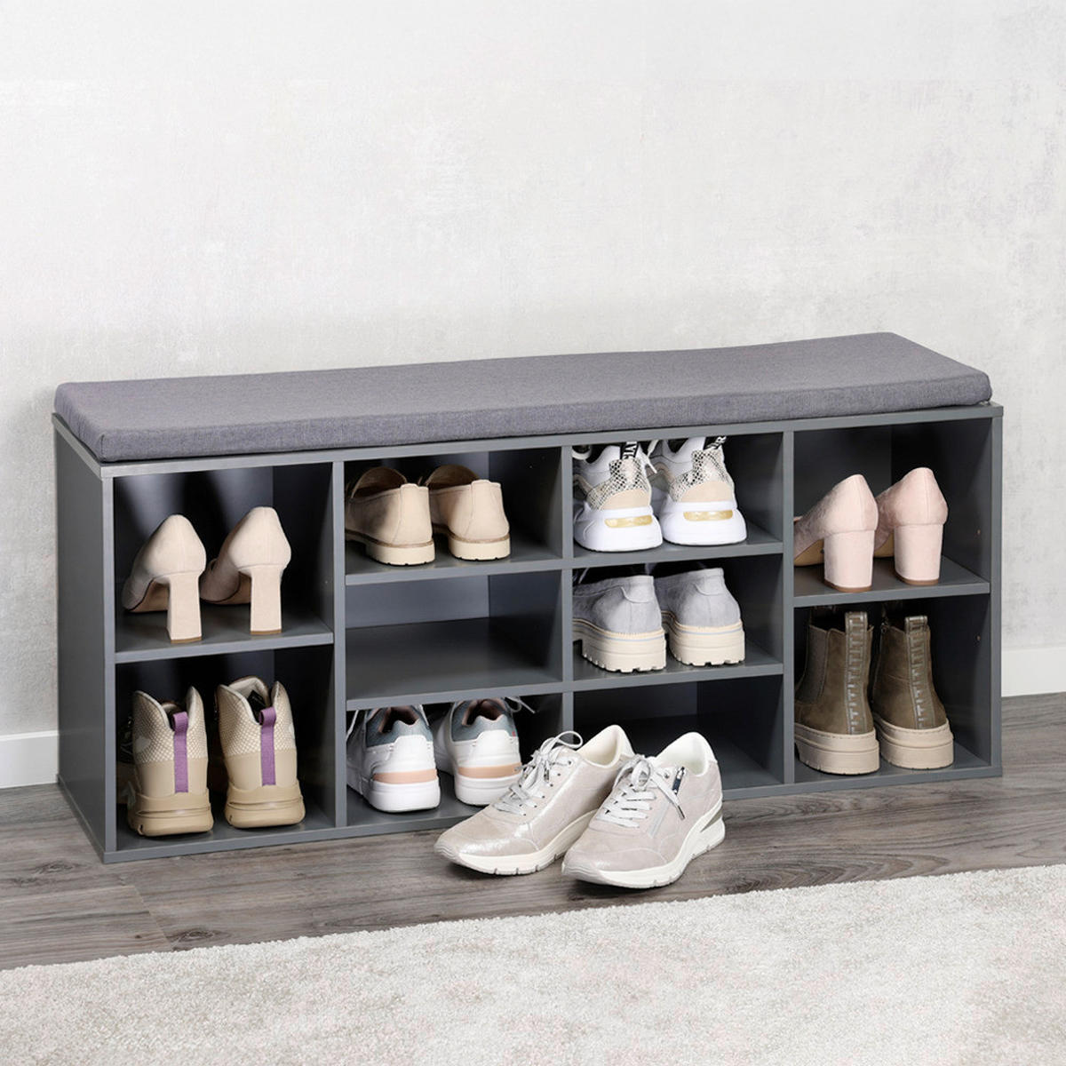 SCHUHSCHRANK Grau  - Grau, Design, Holzwerkstoff/Textil (103.5/48/29.5cm) - Kesper