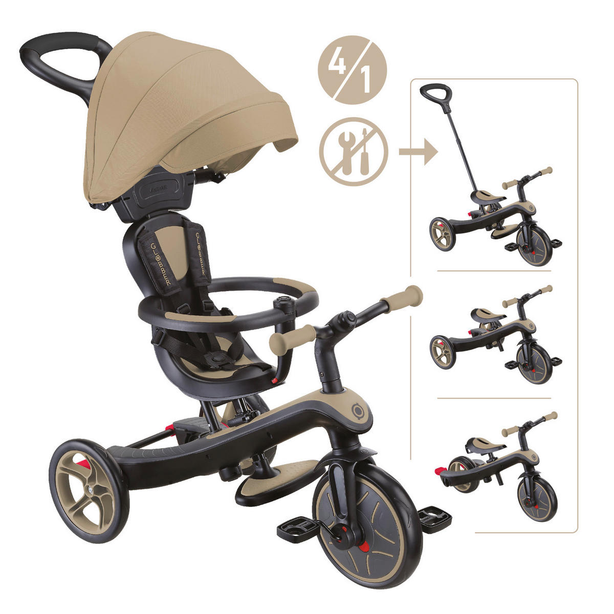 DREIRAD EXPLORER TRIKE 4in1  - Sandfarben, Basics, Kunststoff (95/47/97.5cm) - GLOBBER