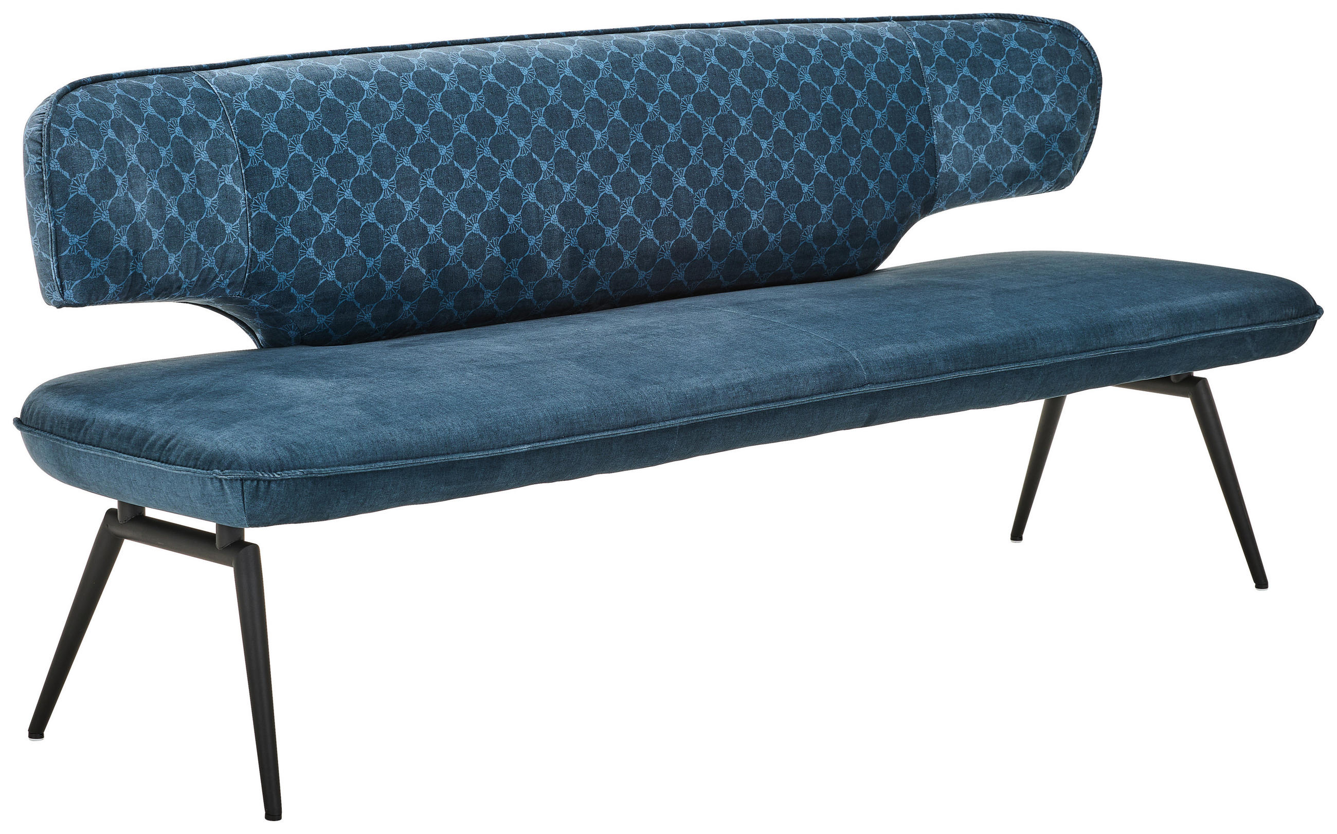 SITZBANK 207/86/67 cm Velours Blau, Schwarz  - Blau/Schwarz, Design, Textil/Metall (207/86/67cm) - Joop!