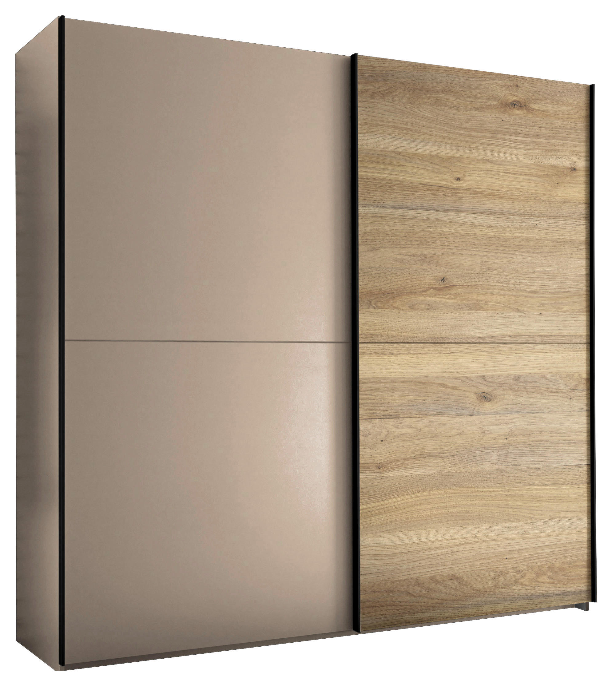 OMARA Z DRSNIMI VRATI, barve hrasta, kašmir  - kašmir/črna, Trend, kovina/leseni material (215/210/60cm) - Hom`in