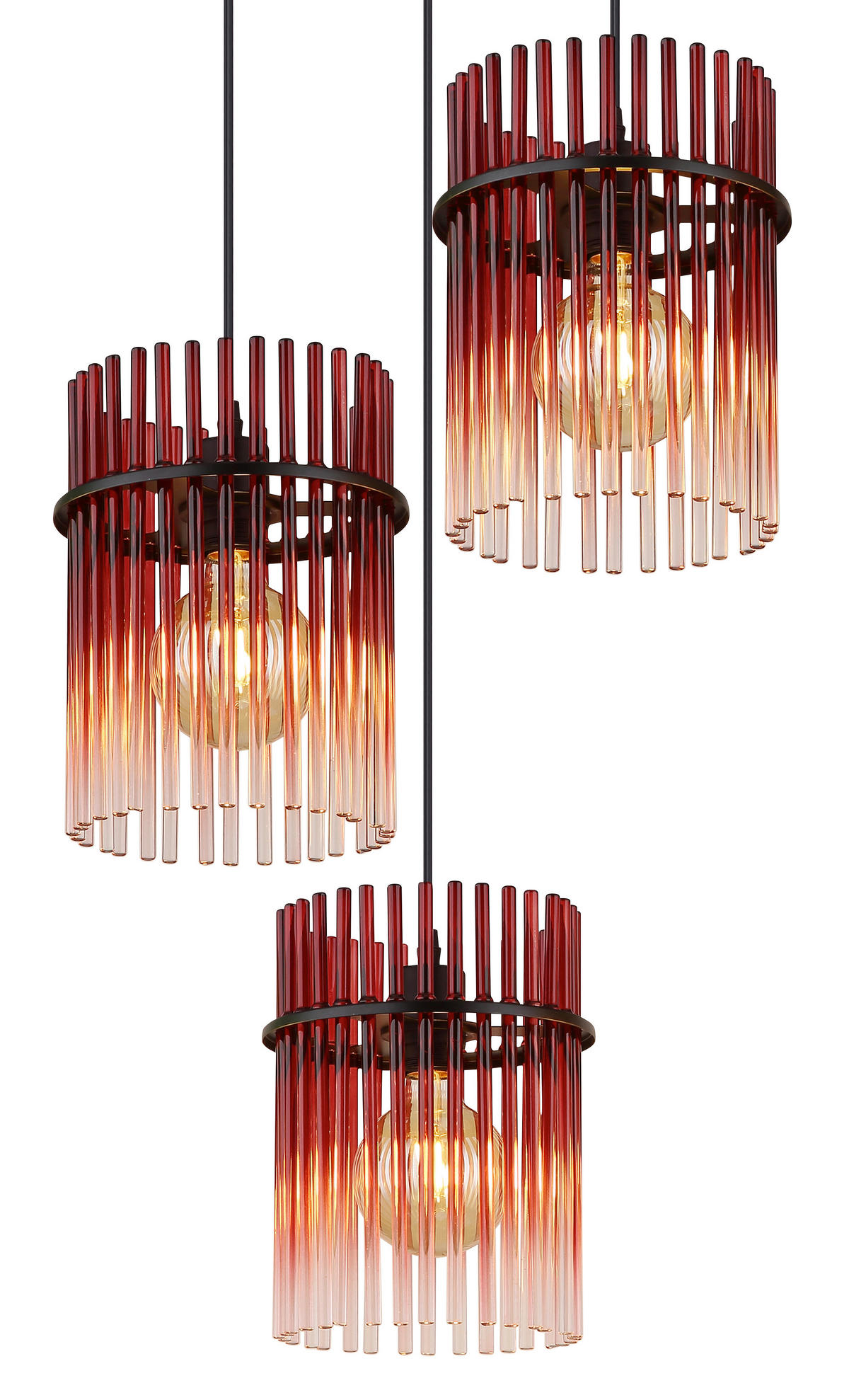 HÄNGELEUCHTE GORLEY 47/140 cm   - Klar/Brombeere, Basics, Glas/Kunststoff (47/140cm) - Globo