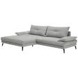 ECKSOFA Hellgrau Flachgewebe  - Hellgrau/Schwarz, Design, Textil/Metall (176/294cm) - Carryhome