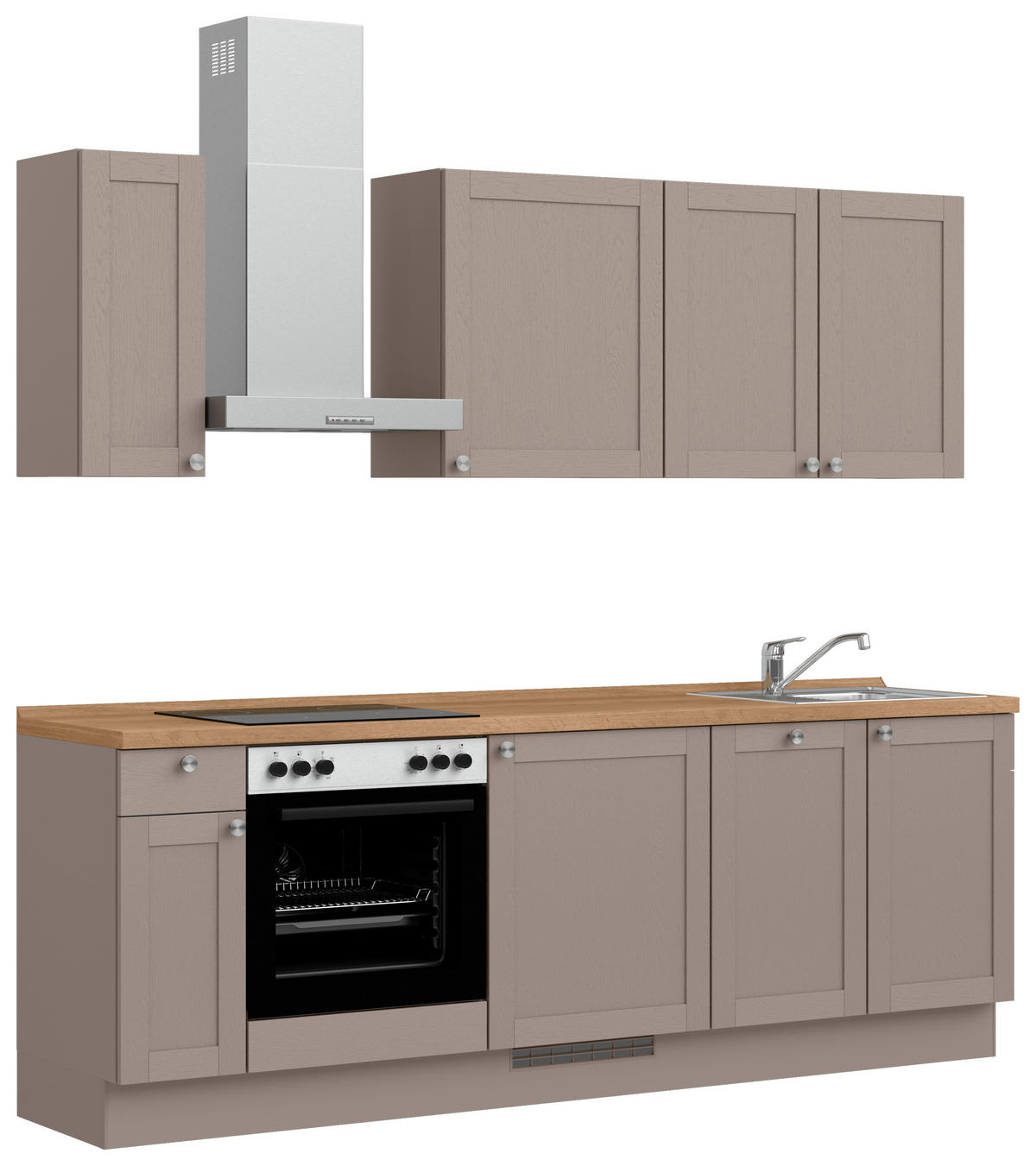 KÜCHENLEERBLOCK Frame 240 cm  in Eichefarben, Beigebraun  - Edelstahlfarben/Eichefarben, MODERN, Holzwerkstoff/Metall (240cm) - Nobilia