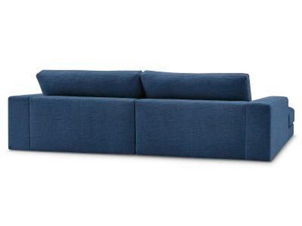 ECKSOFA Ottomane rechts  LEONARD  Dunkelblau Struktur  - Schwarz/Dunkelblau, MODERN, Kunststoff/Textil (274/159cm)