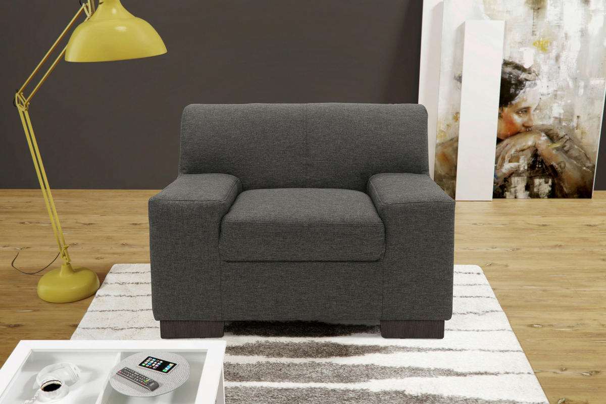 SESSEL in Webstoff Braun, Schwarz  - Wengefarben/Schwarz, Design, Holz/Textil (101/74/85cm) - MID.YOU