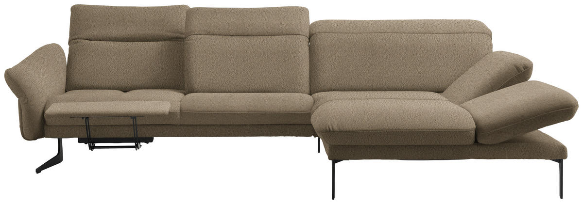ECKSOFA in Webstoff Hellbraun  299/203 cm  - Hellbraun/Anthrazit, Design, Textil/Metall (299/203cm) - Himolla