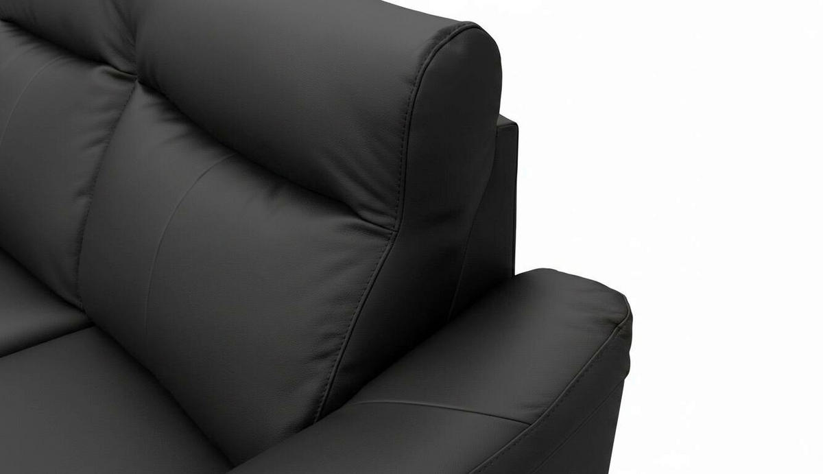 ECKSOFA Lederlook Echtleder Schwarz  - Wengefarben/Schwarz, Design, Leder/Holz (229/260cm) - Livetastic
