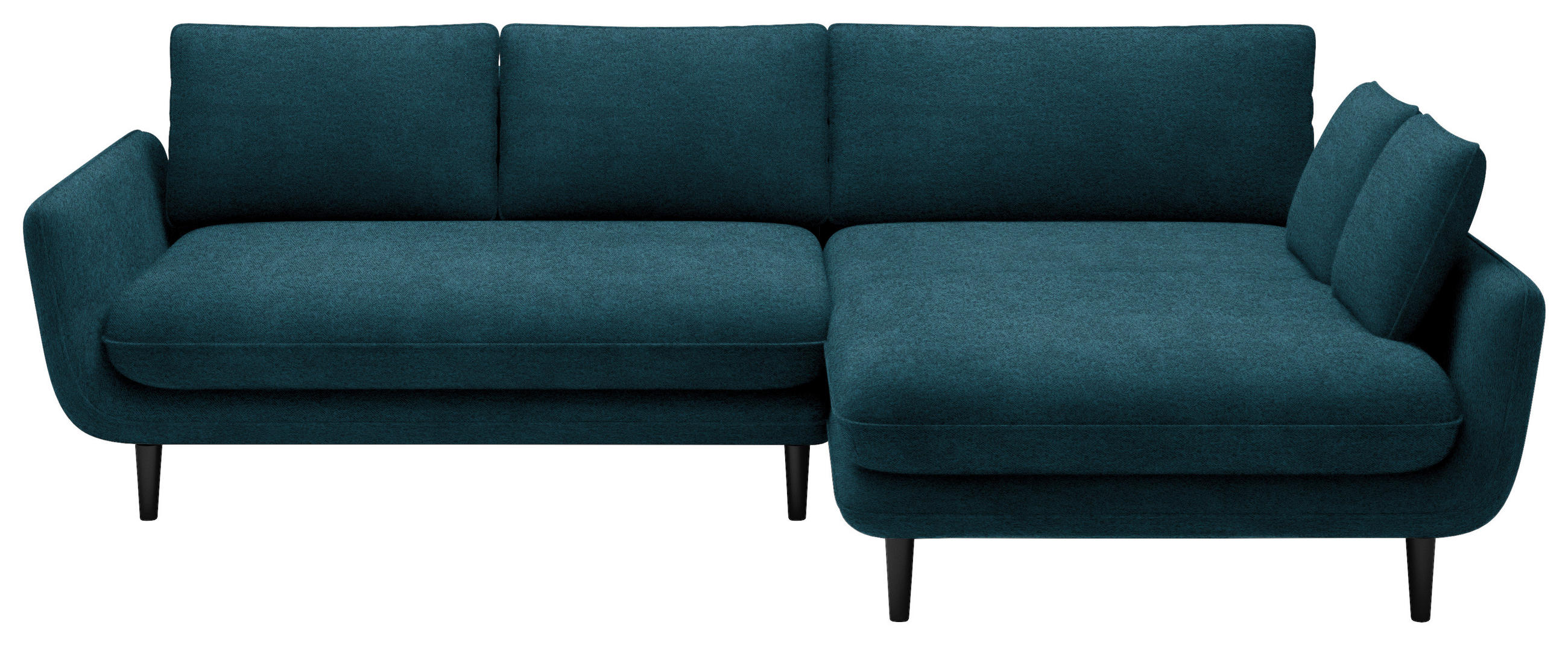 ECKSOFA in Velours Blau  - Blau/Schwarz, Design, Holz/Textil (260/167cm) - Welnova