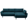 ECKSOFA in Velours Blau  - Blau/Schwarz, Design, Holz/Textil (260/167cm) - Welnova