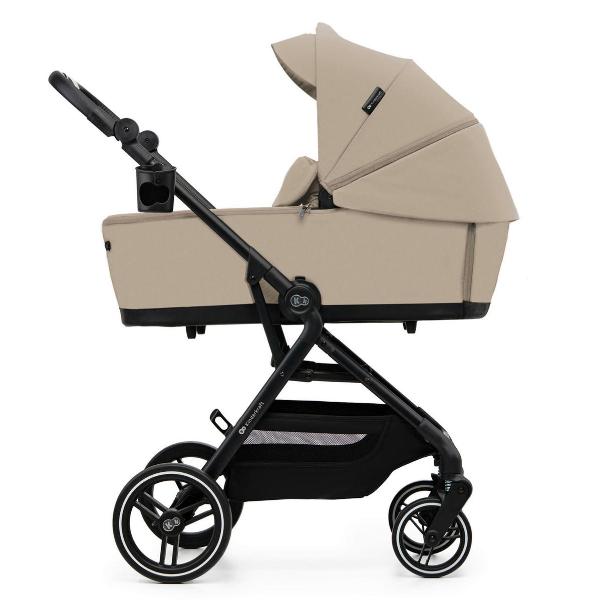 KINDERWAGEN Yoxi 3in1  - Schwarz Hochglanz/Beigebraun, Basics, Kunststoff/Textil (107/59/97cm) - Kinderkraft