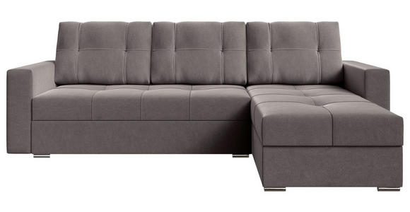 ECKSOFA Dunkelgrau Samt  - Chromfarben/Dunkelgrau, KONVENTIONELL, Kunststoff/Textil (233/140cm) - Carryhome