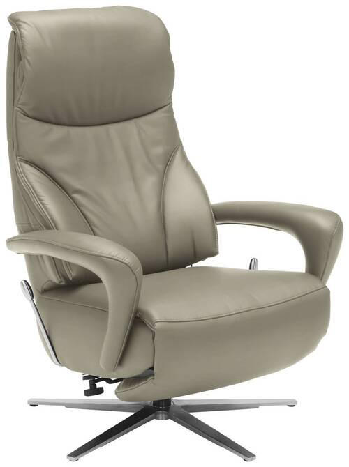 RELAXSESSEL in Leder Hellgrau, Platinfarben  - Platinfarben/Edelstahlfarben, Design, Leder/Metall (75/106/88cm) - Dieter Knoll