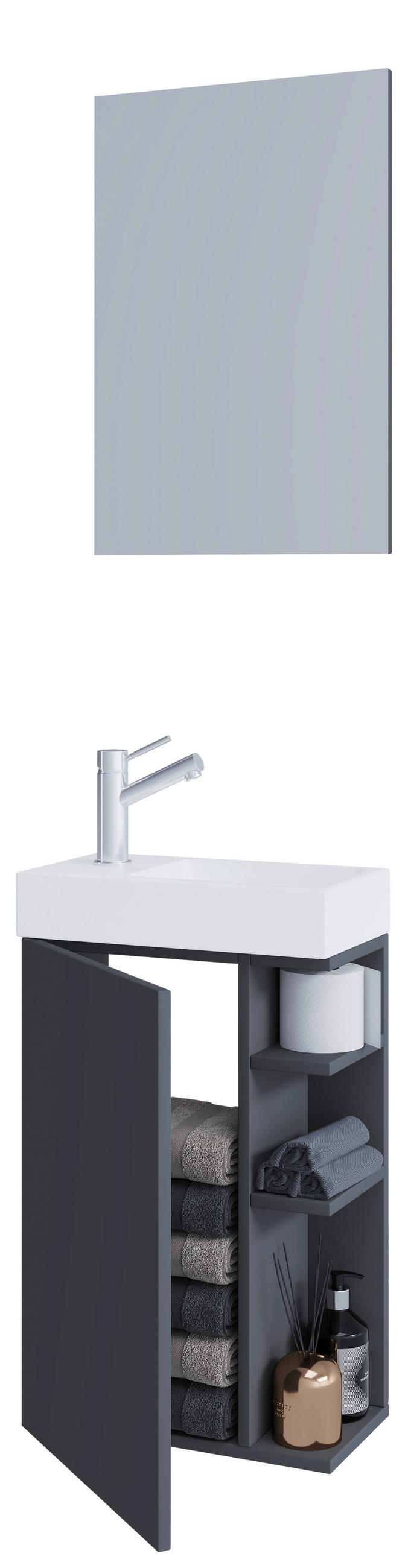 GÄSTEBAD - Weiss/Anthrazit, Modern, Glas/Keramik (40cm) - MID.YOU