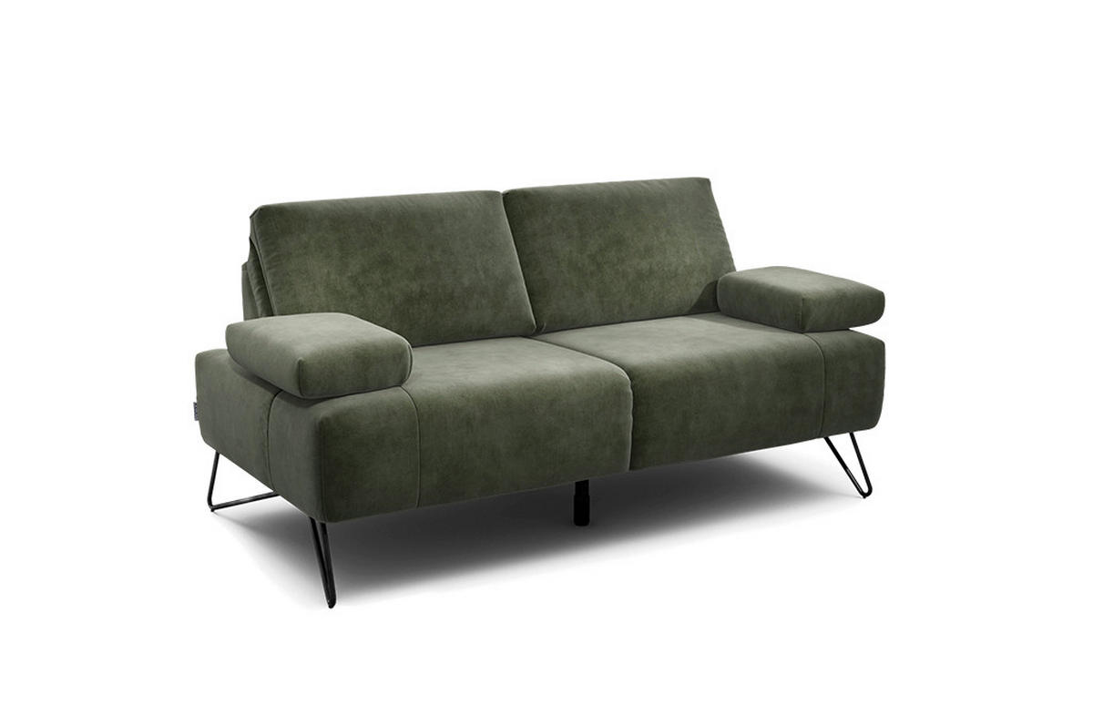 2-SITZER-SOFA Samt Waldgrün  - Waldgrün/Schwarz, Design, Textil/Metall (164-194/85/86-94cm) - SENSOO