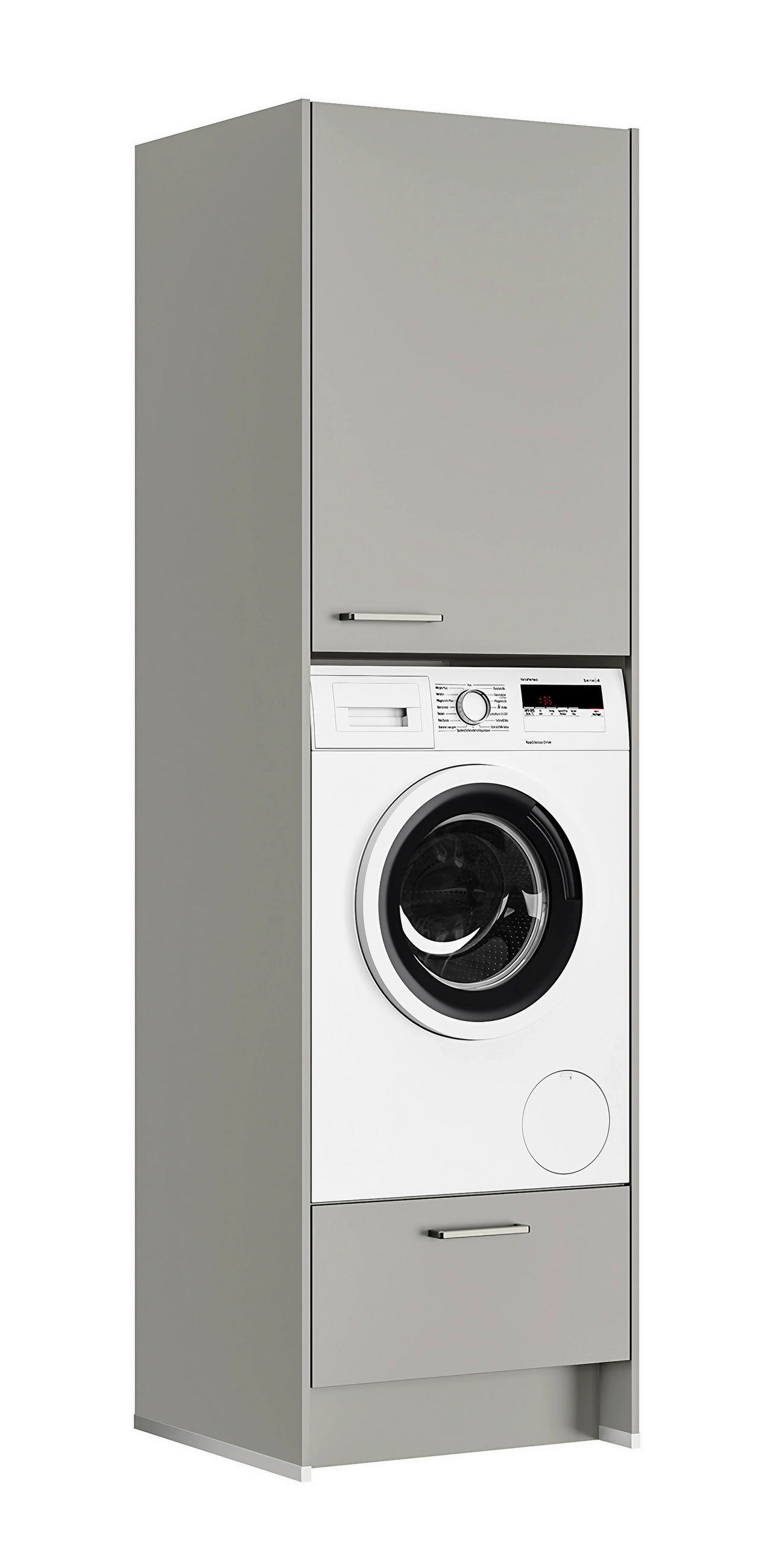 WASCHMASCHINENSCHRANK 63,2/216,6/58,3 cm  in Grau  - Edelstahlfarben/Weiß, MODERN, Holzwerkstoff/Metall (63,2/216,6/58,3cm) - Nobilia