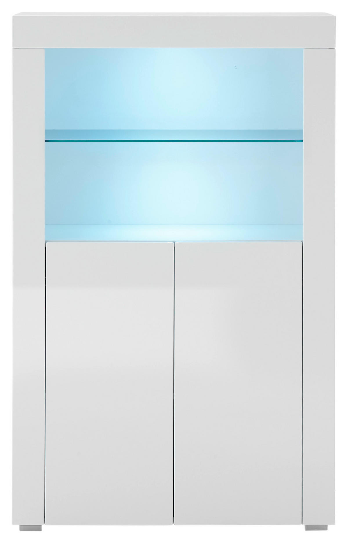 HIGHBOARD  in 80/128/38 cm  - Weiß Hochglanz/Silberfarben, Design, Glas/Holzwerkstoff (80/128/38cm) - MID.YOU