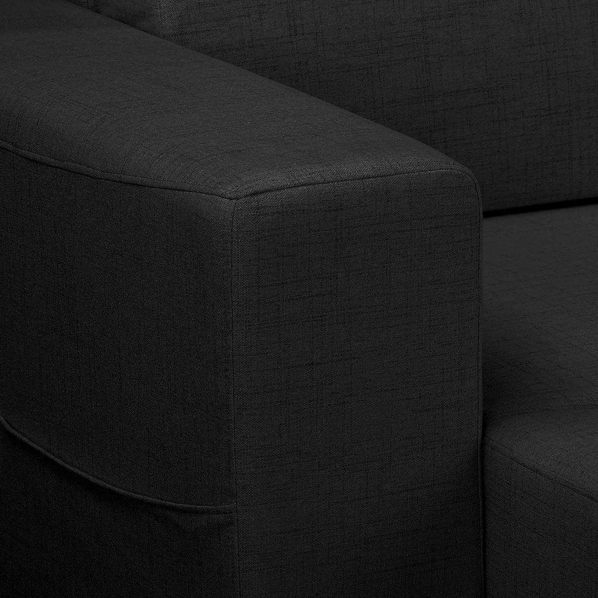 ECKSOFA Bella Schwarz Textilgeflecht  - Wengefarben/Schwarz, Design, Holz/Textil (257/174cm) - Livetastic