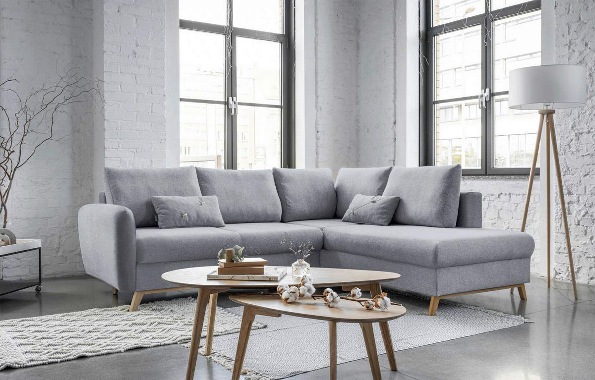 Colțar, textil, gri deschis, 242/202 cm - gri deschis/culoare natur, lemn/textil (242/202cm) - MID.YOU