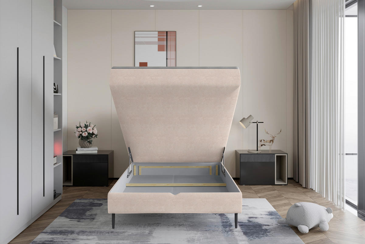 BOXBETT 120/200 cm  in Hellbraun  - Hellbraun/Schwarz, Design, Holz/Holzwerkstoff (120/200cm) - Stylife
