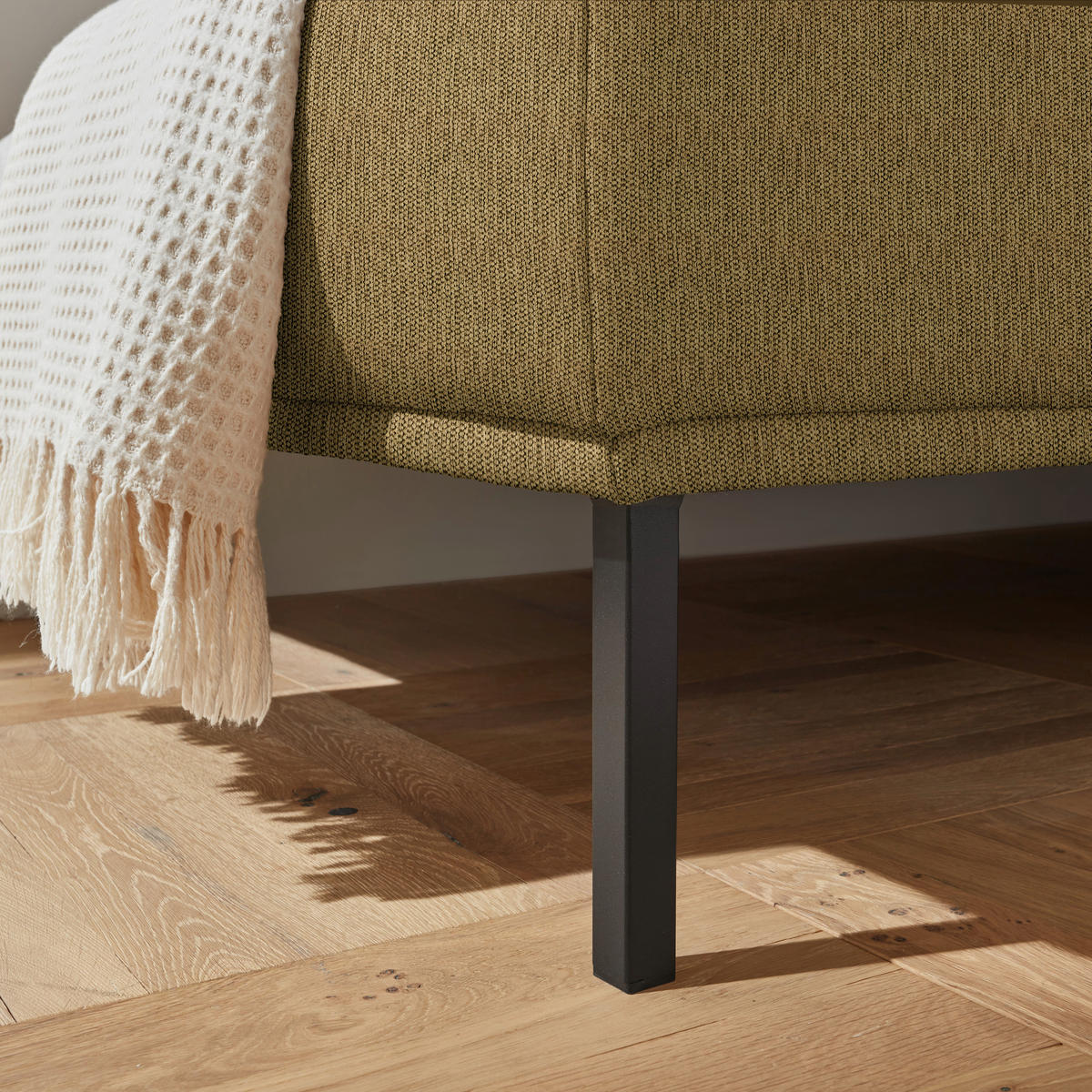 ECKSOFA Flachgewebe Messingfarben  - Messingfarben/Schwarz, Design, Textil/Metall (270/308cm) - Pure Home Lifestyle