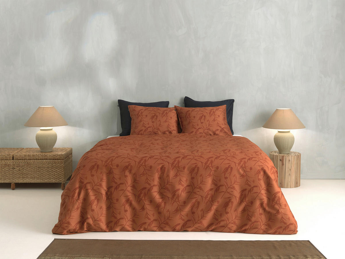 BETTWÄSCHE Fiori-di-Satinado Makosatin 200/200 cm  - Orange, Basics, Textil (200/200cm)