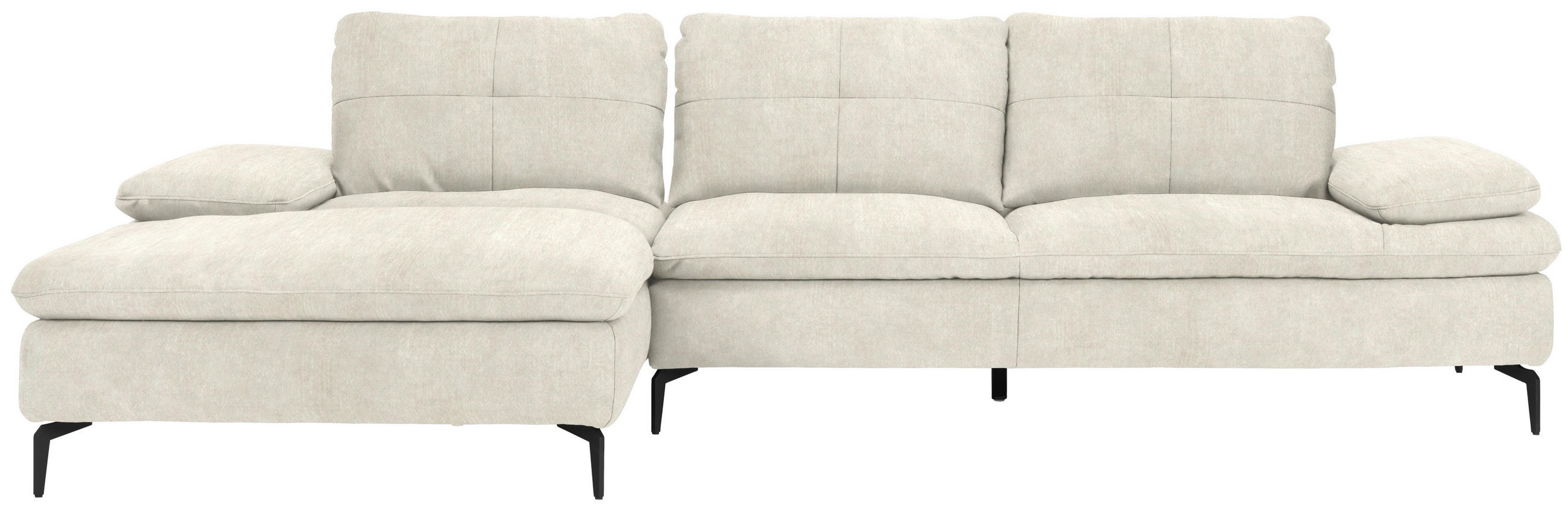ECKSOFA in Velours Beige  - Beige/Schwarz, Design, Textil/Metall (179/301cm) - Chilliano